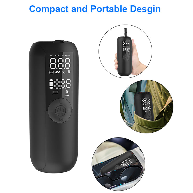 LP1 Outdoor Portable Smart Tire Pump with LED Light, Car Bike Mini Inflator LP1 Outdoor Portable Smart Tire Pump with LED Light, Car Bike Mini Inflator